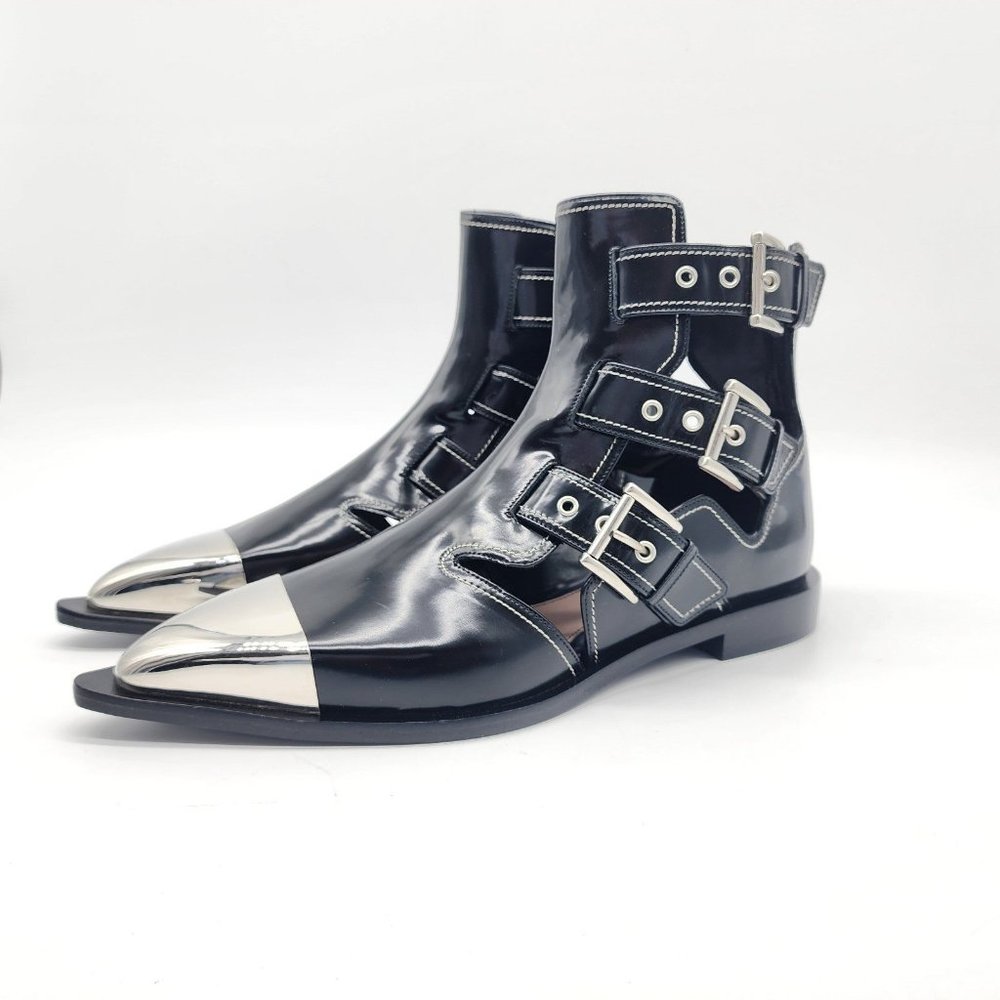 Alexander McQueen Cage Buckle Flat Ankle Boots 39.5 - Picture 4 of 9